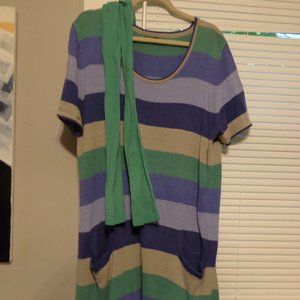 Gudrun Sjoden Striped Dress XL with footless tights L